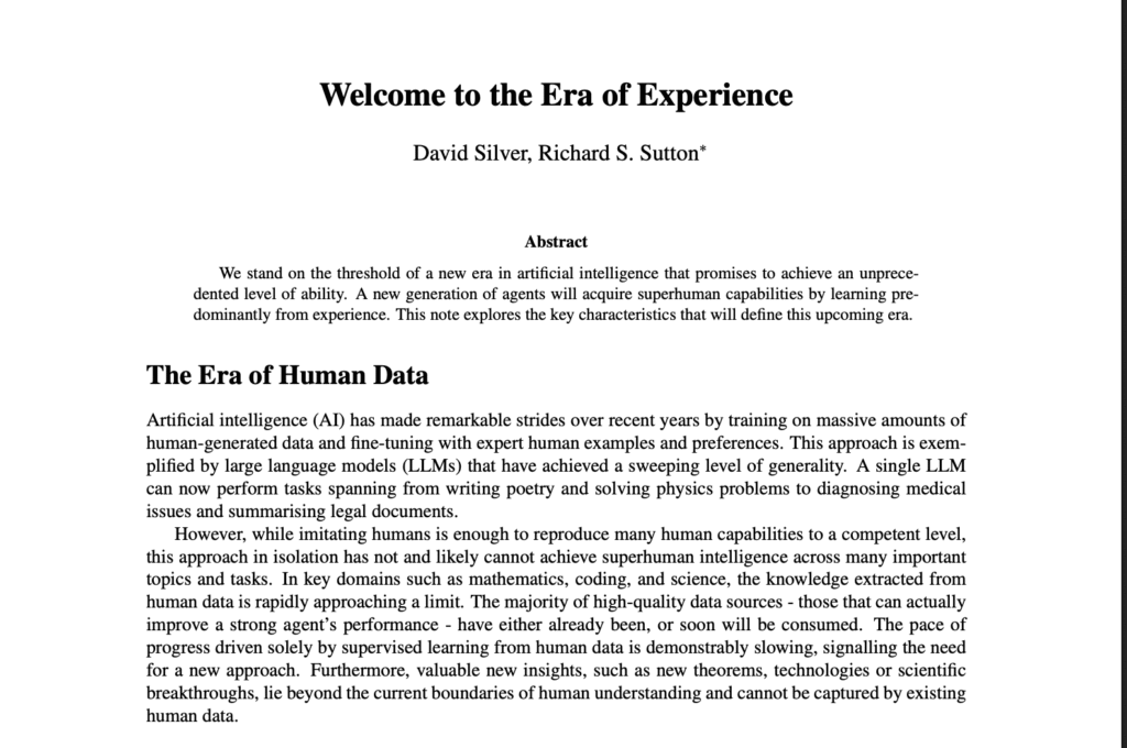 The Era of Experience paper